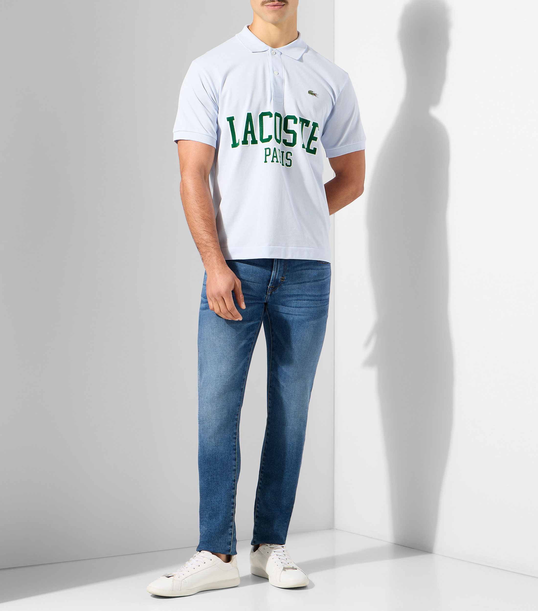 Playera tipo polo manga corta con estampado Hombre